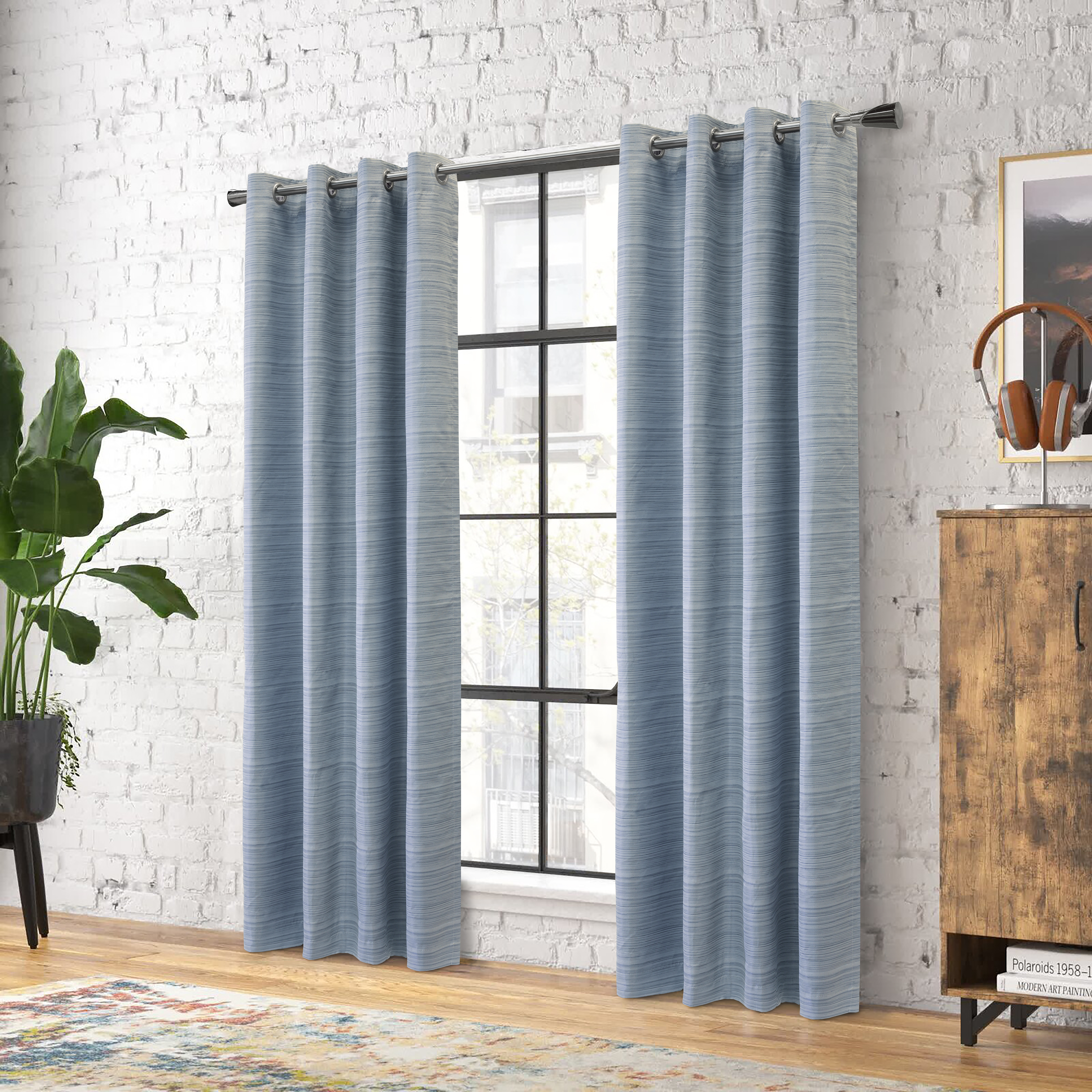 Solstice Grommet Curtain Panel Window Dressing 52 x 95 in Navy