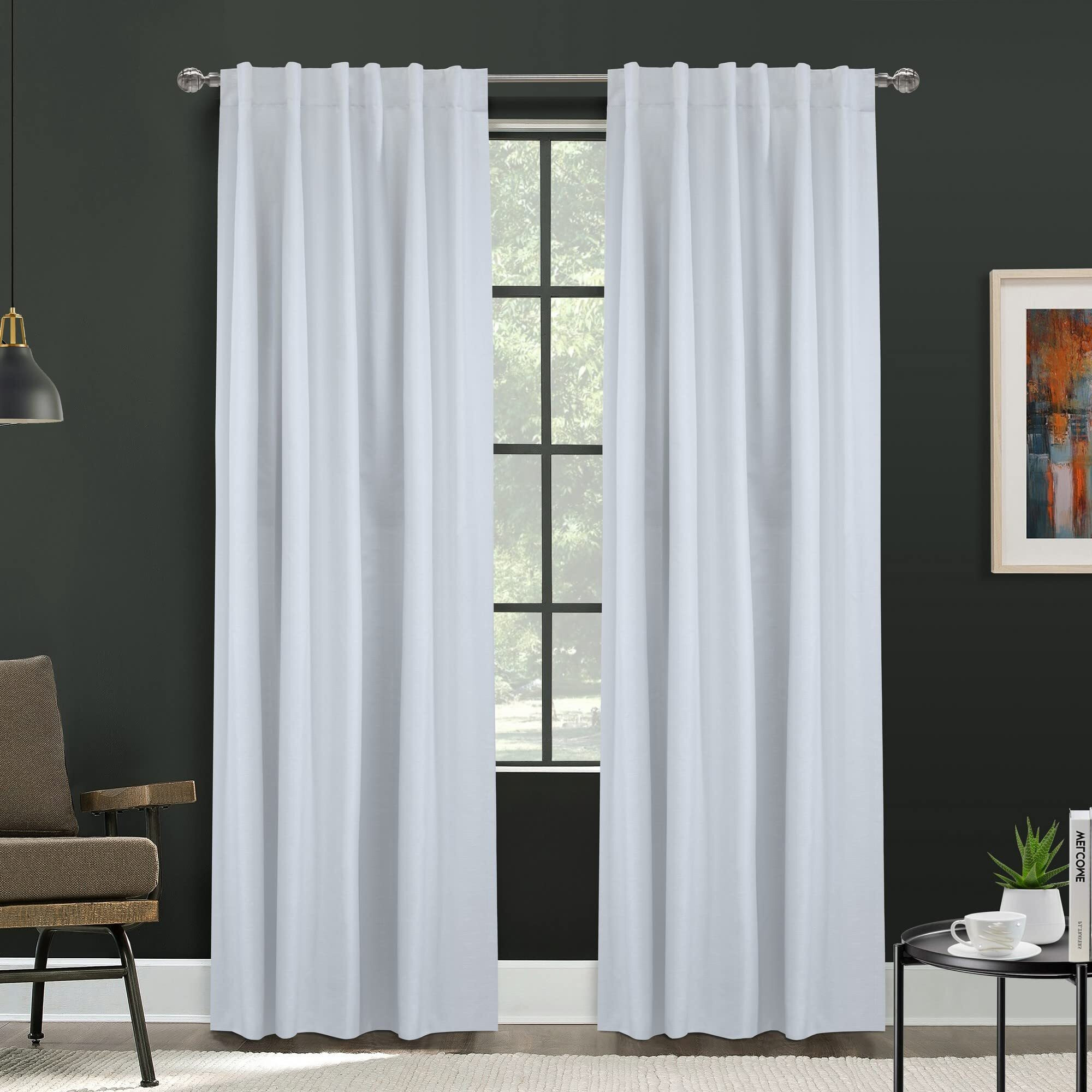 Baxter Back Tab Curtain Panel Window Dressing 52 x 84 in White