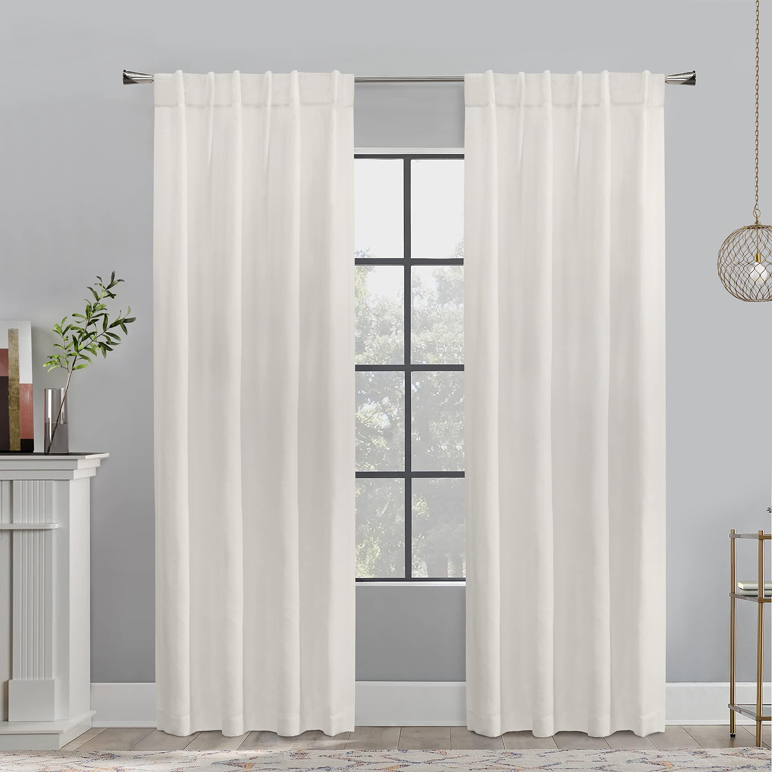 Mulberry Dual Header Curtain Panel Window Dressing 54 x 95 in White
