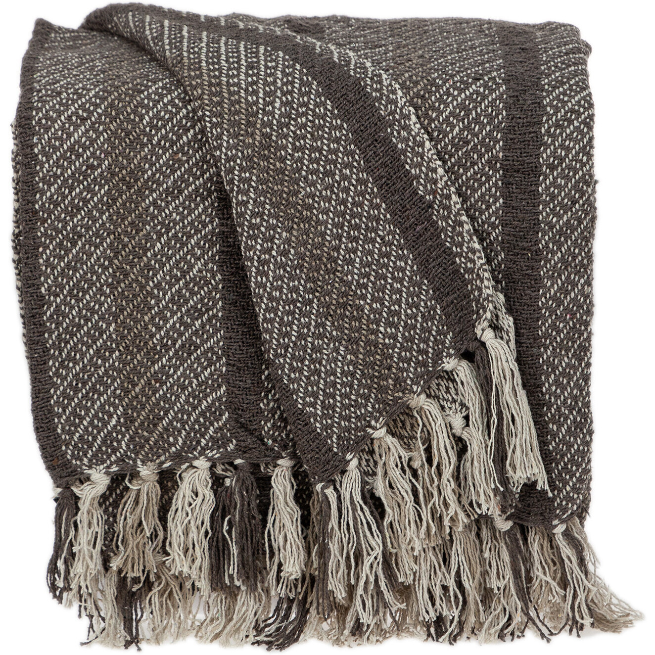 Brown and Taupe Striped Woven Handloom Throw