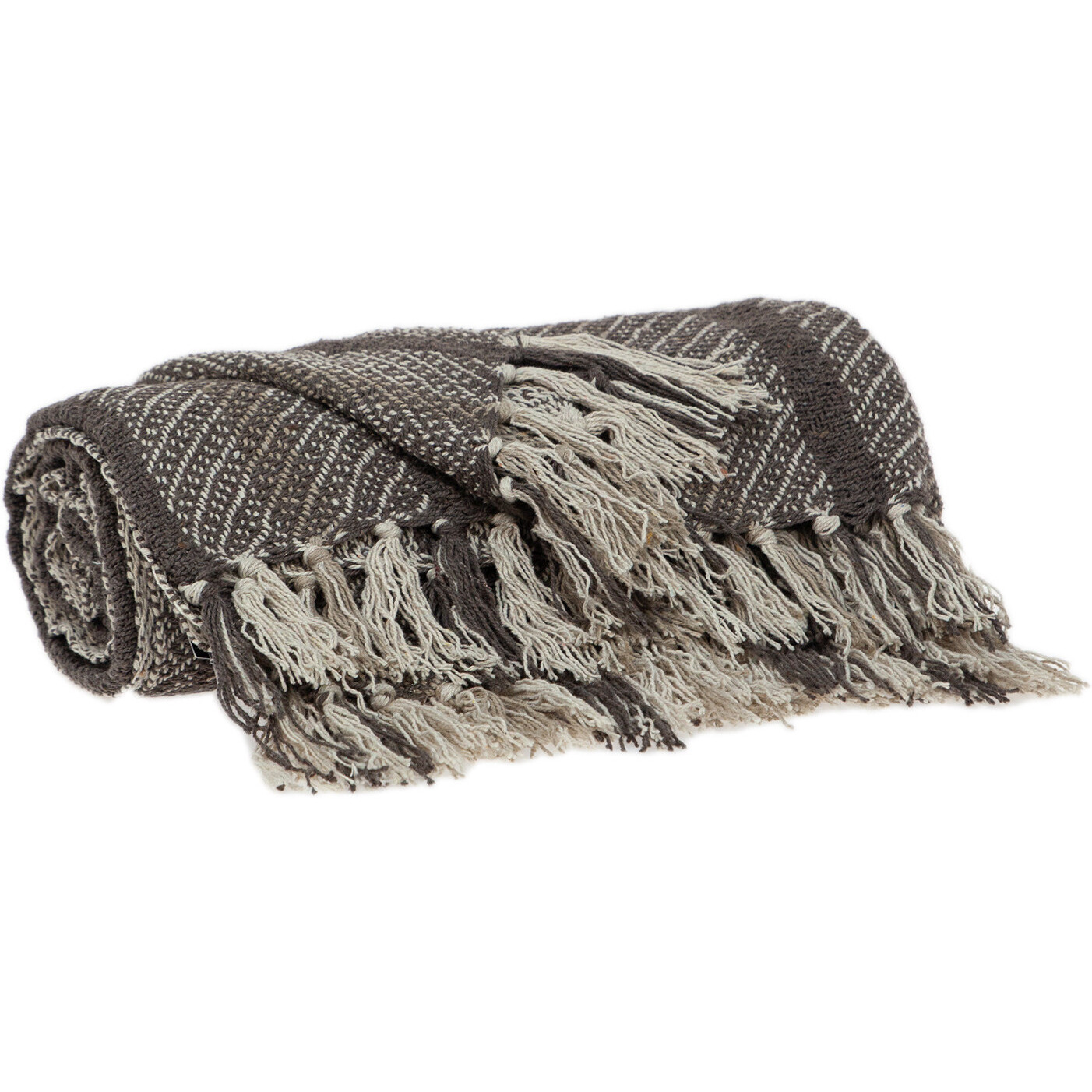 Brown and Taupe Striped Woven Handloom Throw
