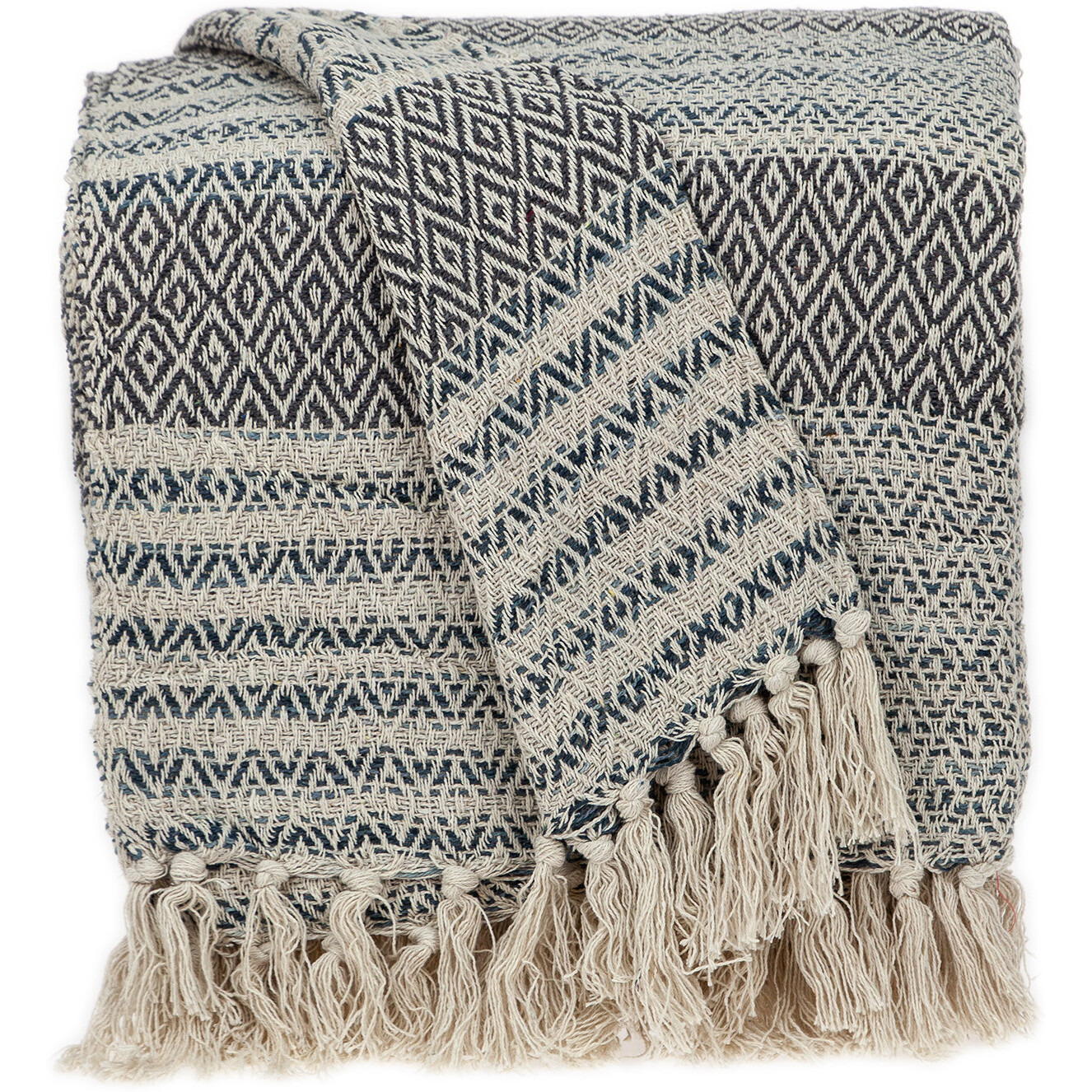 Beige and Taupe Diamond Weave Handloom Throw
