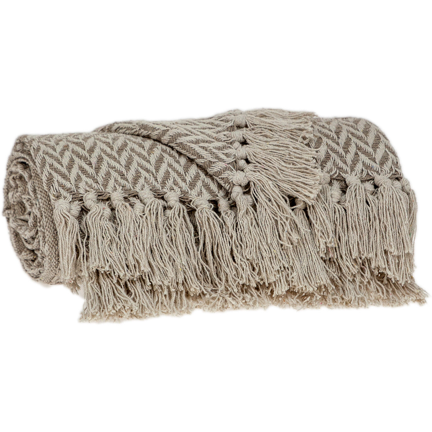 Multi Beige Herringbone Woven Handloom Throw