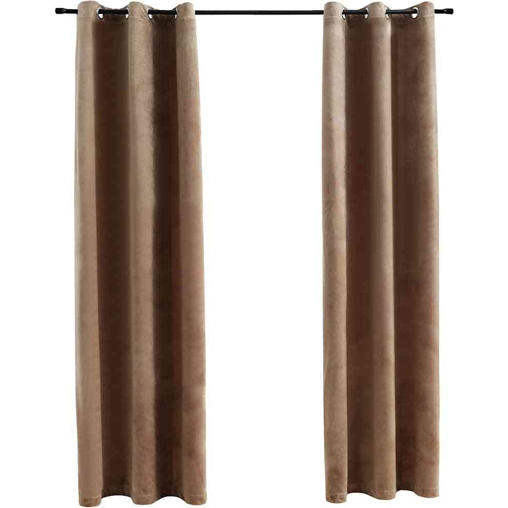 vidaXL Blackout Curtains with Rings 2 pcs Beige 37&quotx95" Velvet