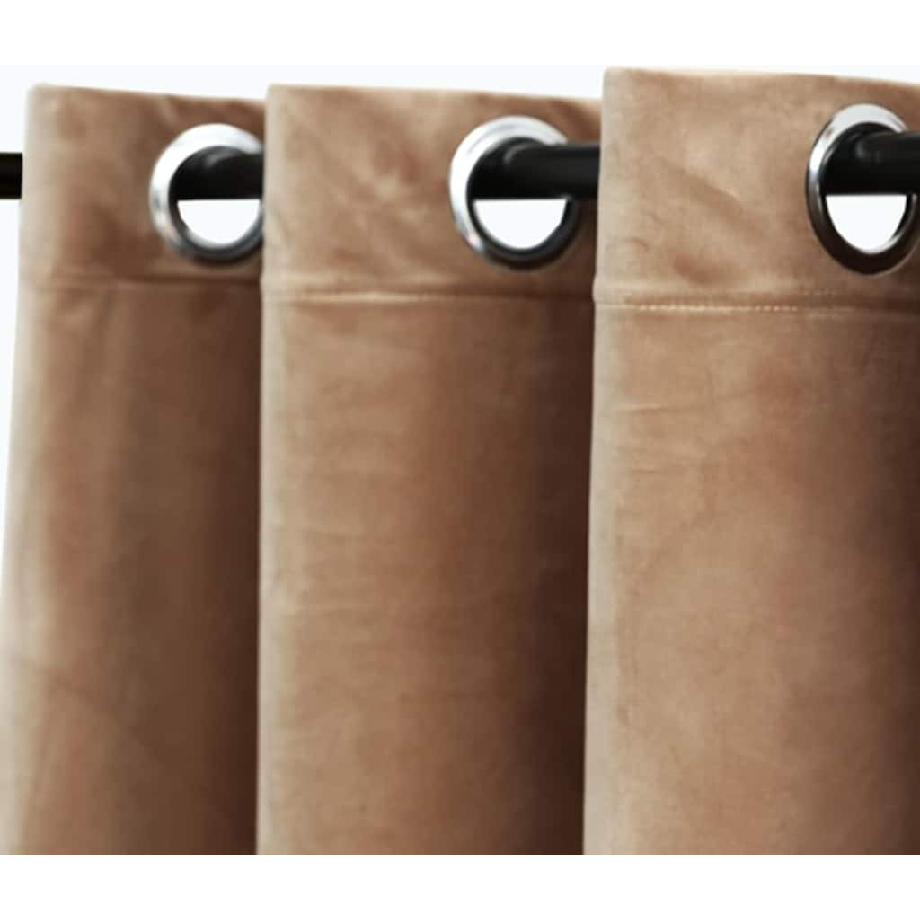 vidaXL Blackout Curtains with Rings 2 pcs Beige 37&quotx95" Velvet