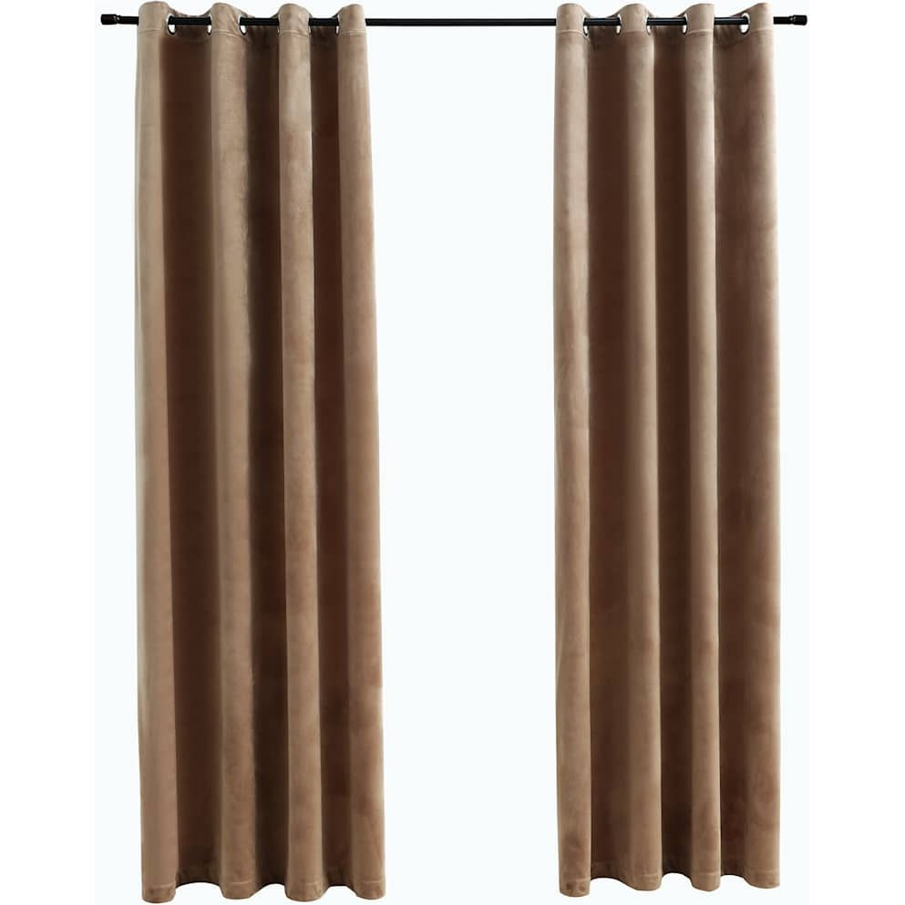 vidaXL Blackout Curtains with Rings 2 pcs Beige 54&quotx63" Velvet