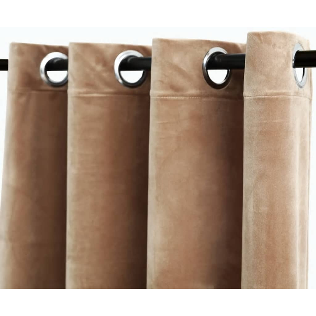 vidaXL Blackout Curtains with Rings 2 pcs Beige 54&quotx63" Velvet