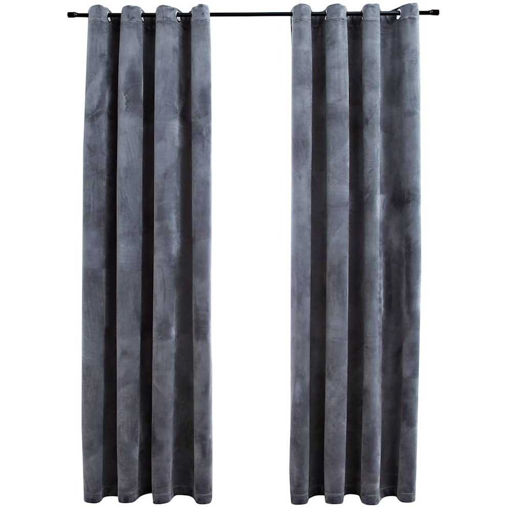 vidaXL Blackout Curtains with Rings 2 pcs Anthracite 54&quotx95" Velvet