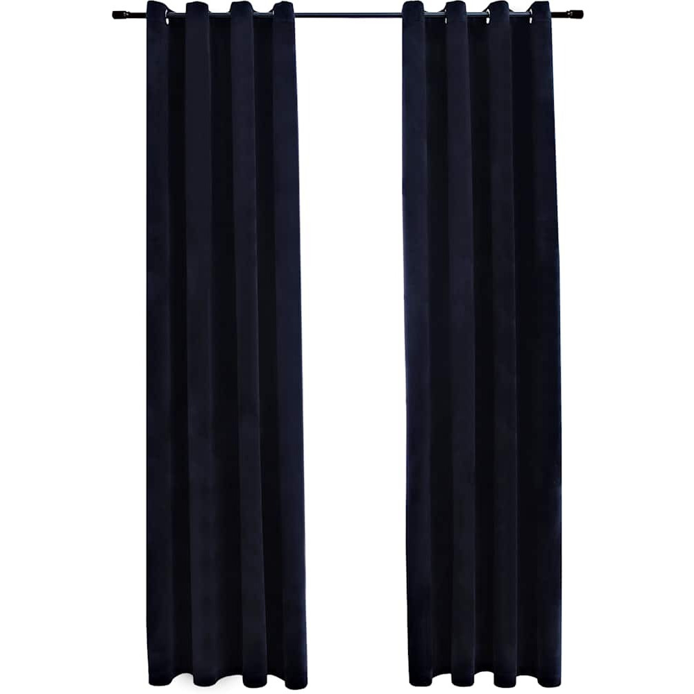 vidaXL Blackout Curtains with Rings 2 pcs Black 54&quotx63" Velvet
