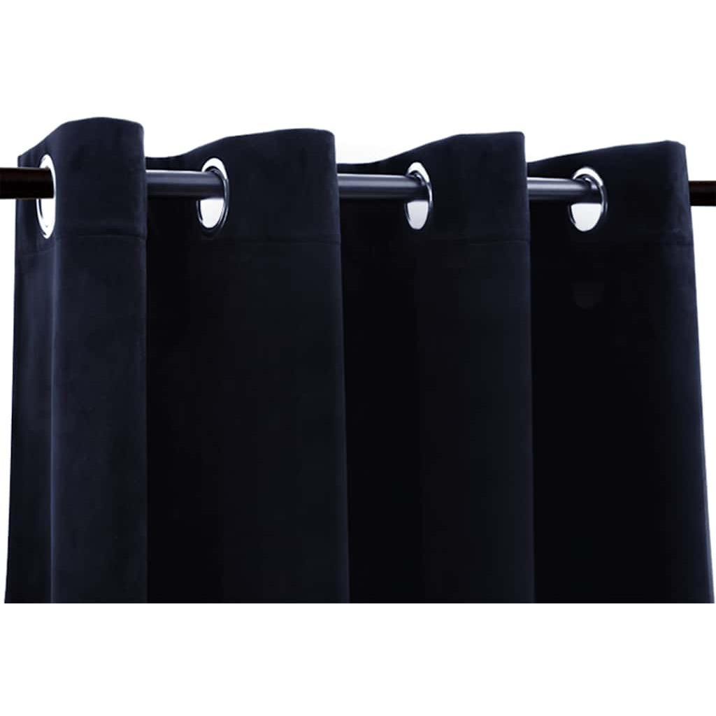 vidaXL Blackout Curtains with Rings 2 pcs Black 54&quotx63" Velvet