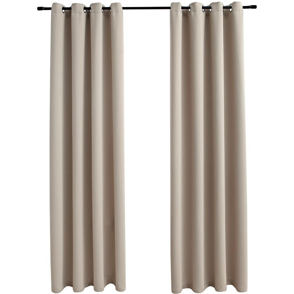 vidaXL Blackout Curtains with Rings 2 pcs Beige 54&quotx63" Fabric