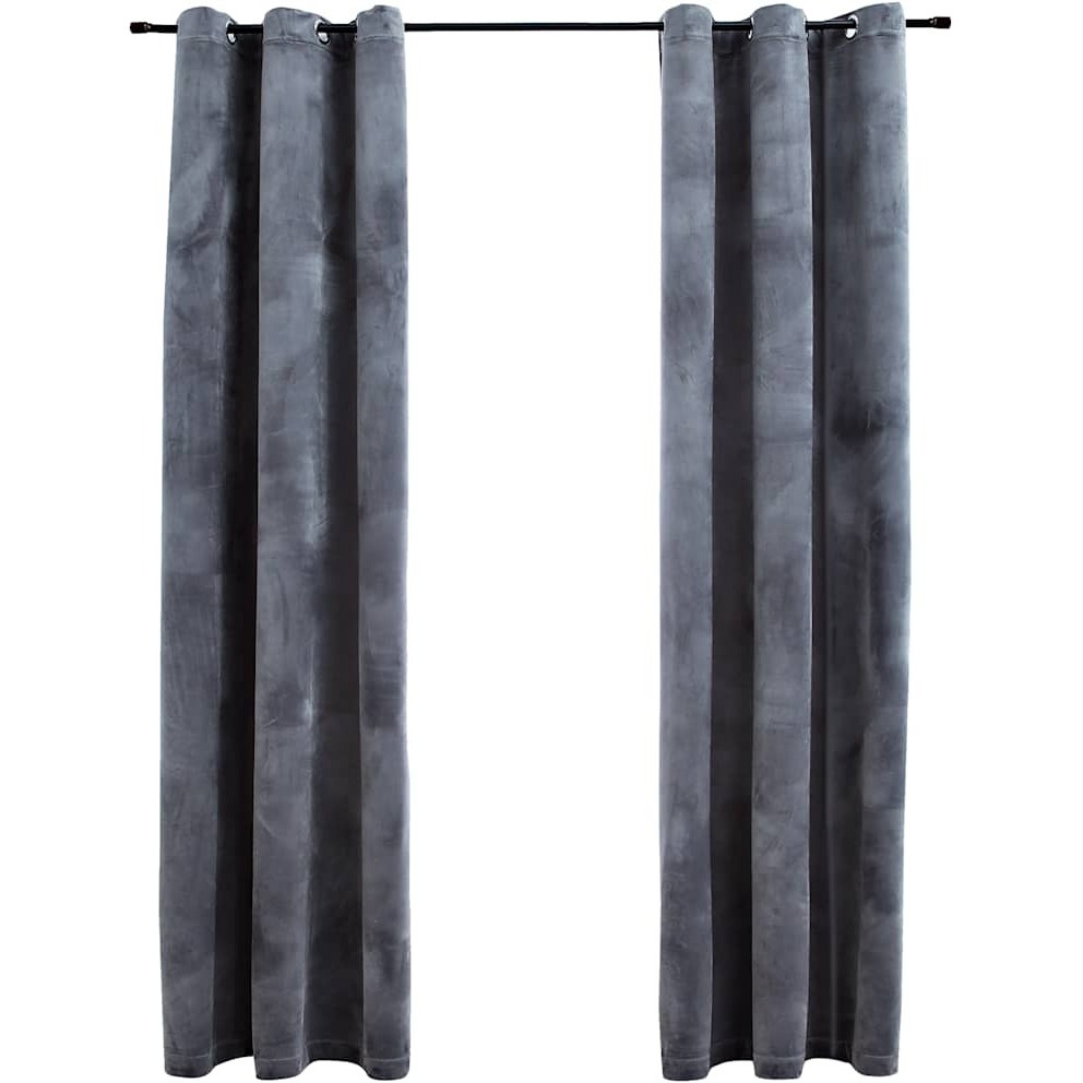 vidaXL Blackout Curtains with Rings 2 pcs Anthracite 37&quotx63" Velvet