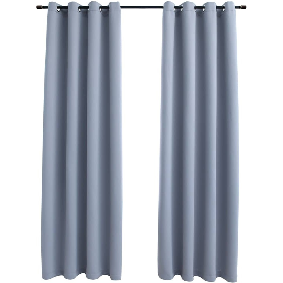 vidaXL Blackout Curtains with Rings 2 pcs Gray 54&quotx95" Fabric