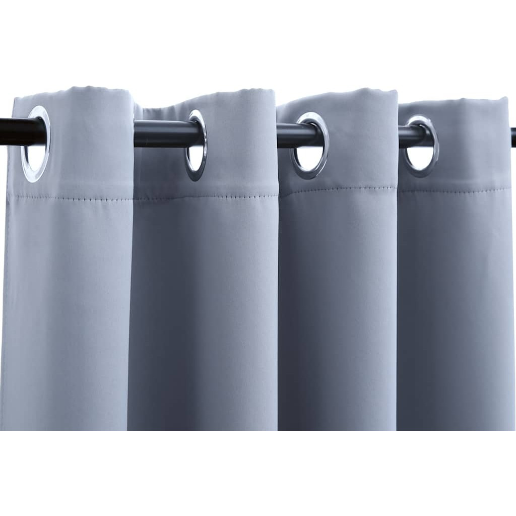vidaXL Blackout Curtains with Rings 2 pcs Gray 54&quotx95" Fabric