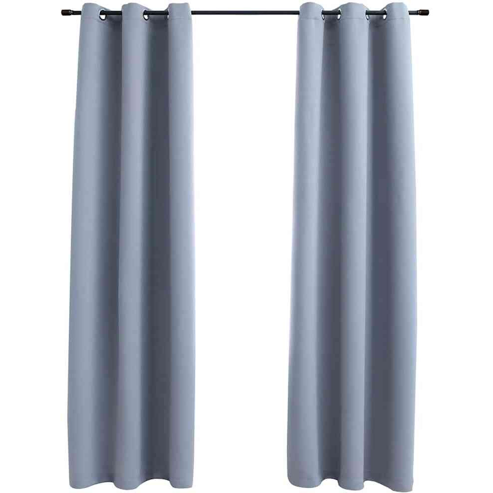 vidaXL Blackout Curtains with Rings 2 pcs Gray 37&quotx84" Fabric