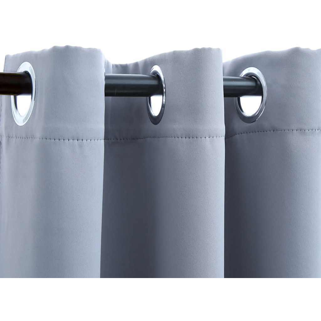 vidaXL Blackout Curtains with Rings 2 pcs Gray 37&quotx84" Fabric