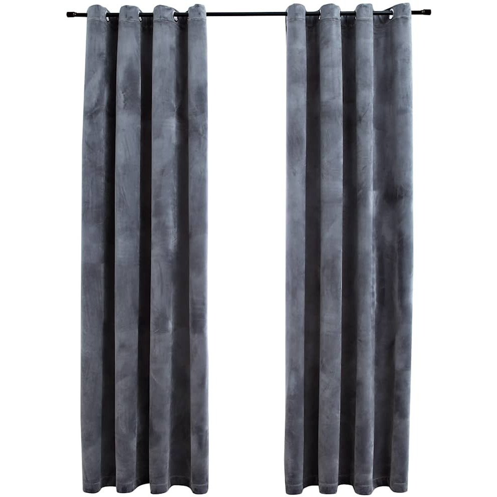 vidaXL Blackout Curtains with Rings 2 pcs Anthracite 54&quotx84" Velvet