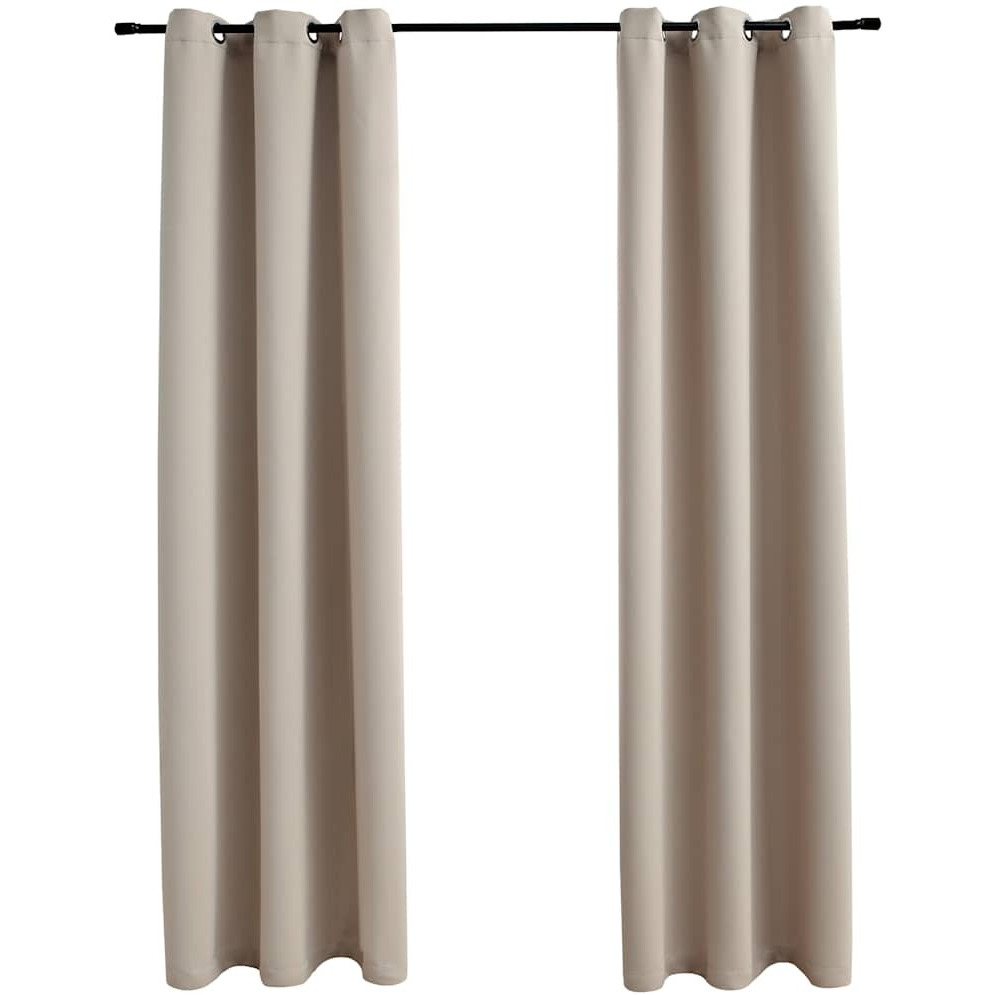 vidaXL Blackout Curtains with Rings 2 pcs Beige 37&quotx95" Fabric