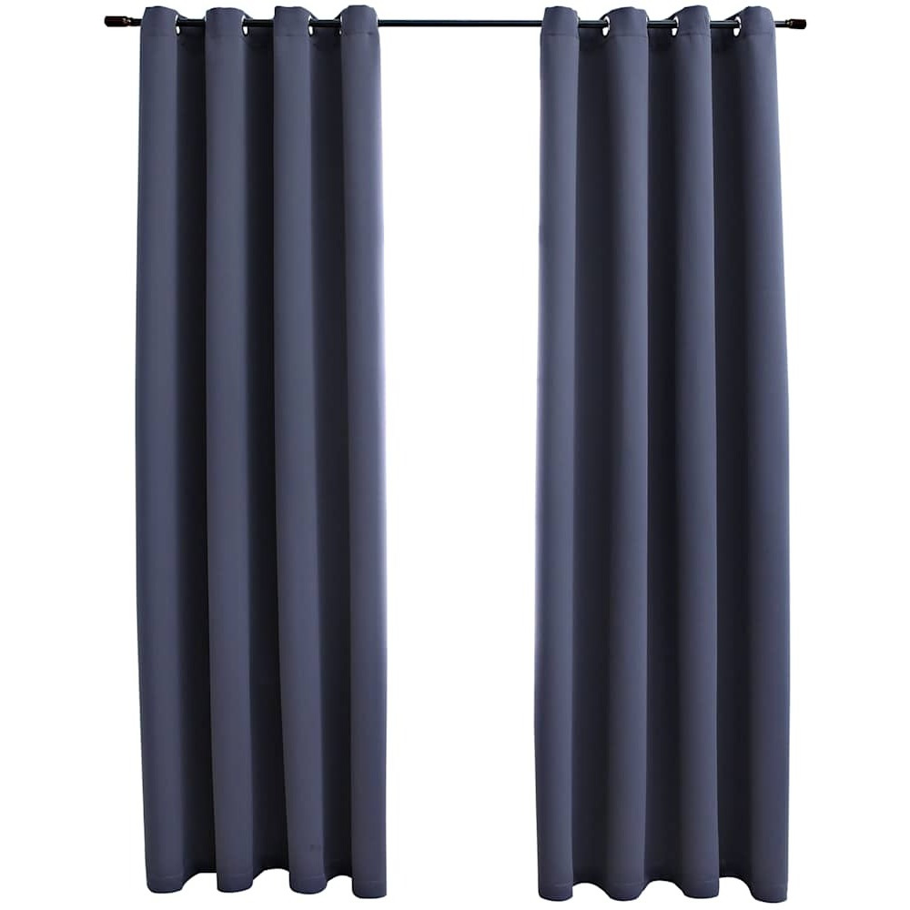 vidaXL Blackout Curtains with Rings 2 pcs Anthracite 54&quotx84" Fabric