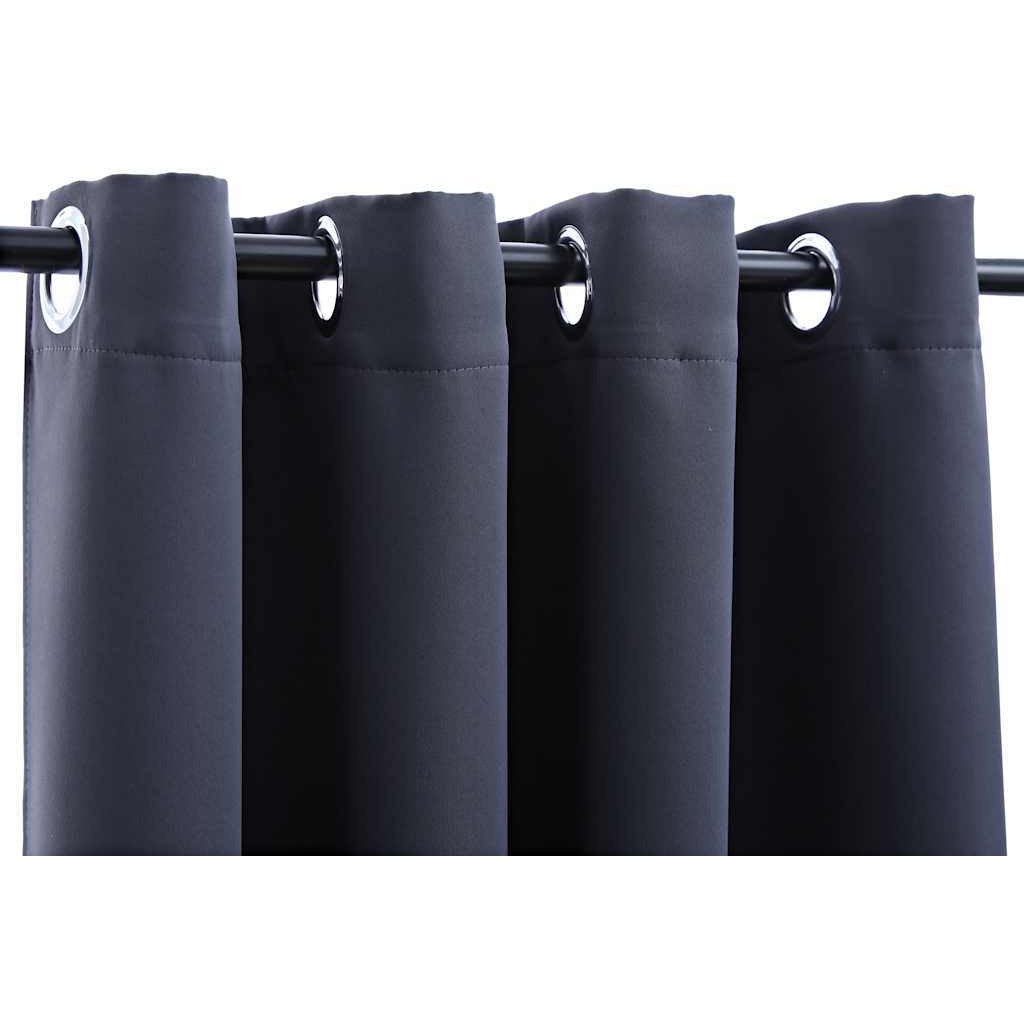 vidaXL Blackout Curtains with Rings 2 pcs Anthracite 54&quotx84" Fabric