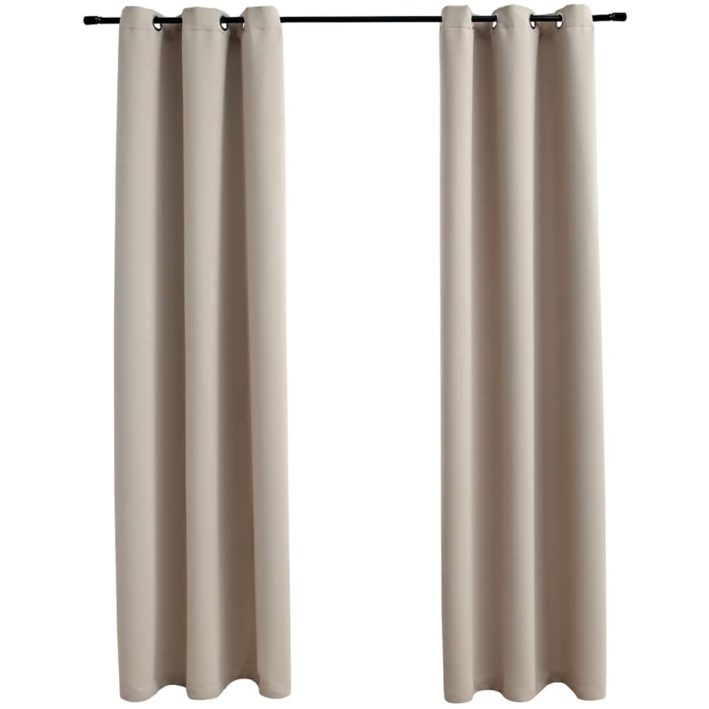 vidaXL Blackout Curtains with Rings 2 pcs Beige 37&quotx84" Fabric