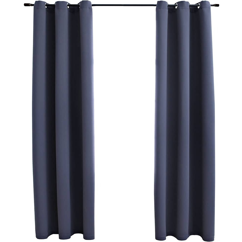 vidaXL Blackout Curtains with Rings 2 pcs Anthracite 37&quotx63" Fabric