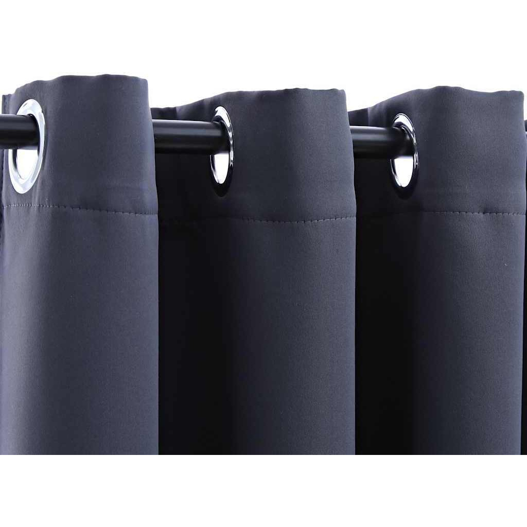 vidaXL Blackout Curtains with Rings 2 pcs Anthracite 37&quotx63" Fabric