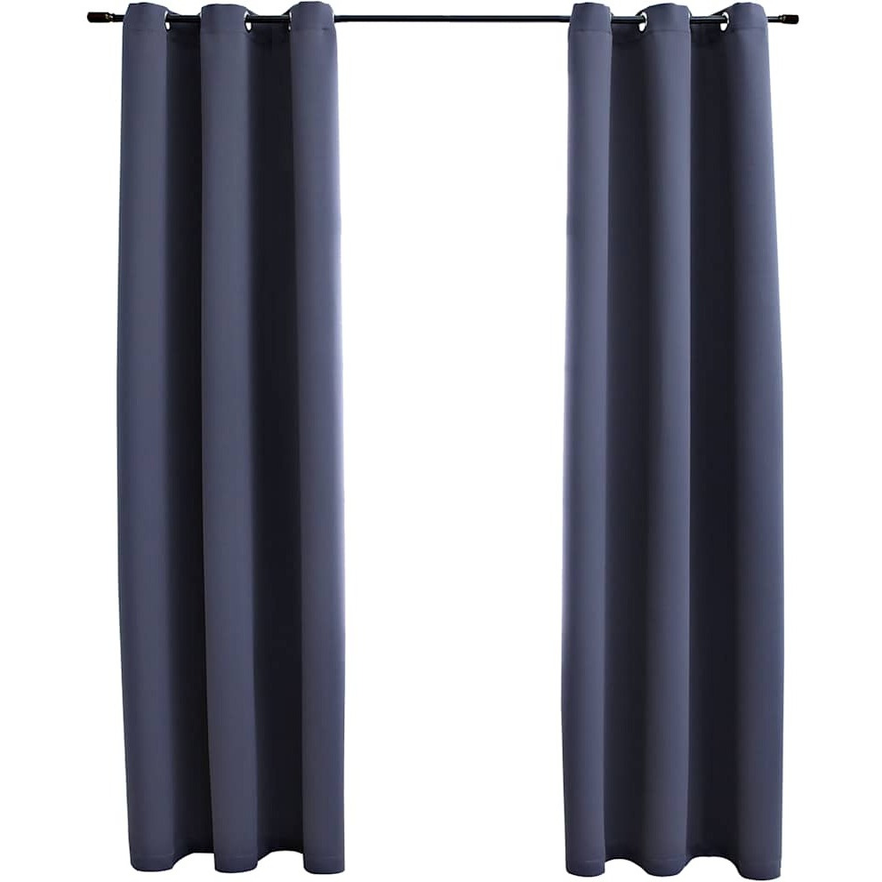 vidaXL Blackout Curtains with Rings 2 pcs Anthracite 37&quotx84" Fabric
