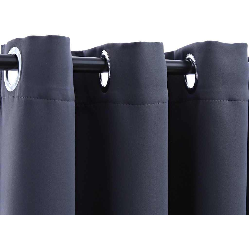 vidaXL Blackout Curtains with Rings 2 pcs Anthracite 37&quotx84" Fabric