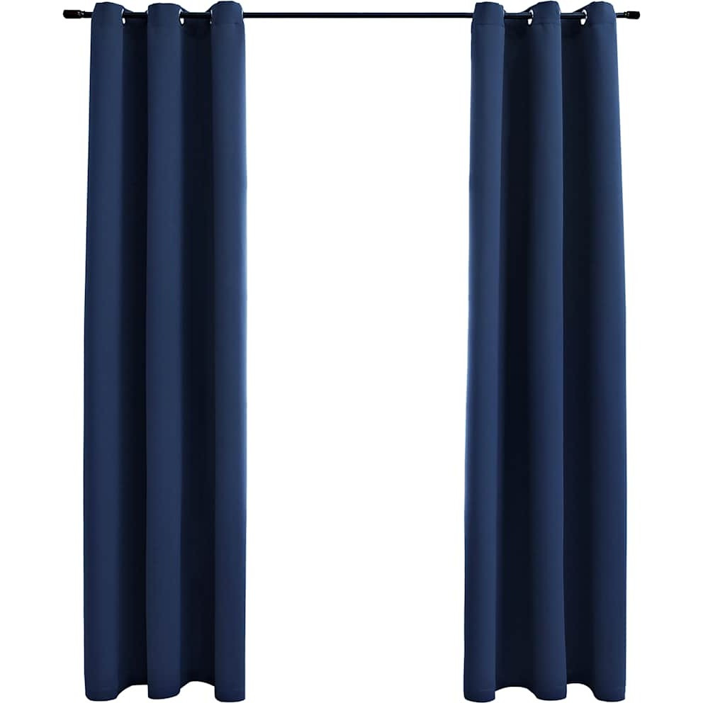 vidaXL Blackout Curtains with Rings 2 pcs Navy Blue 37&quotx84" Fabric