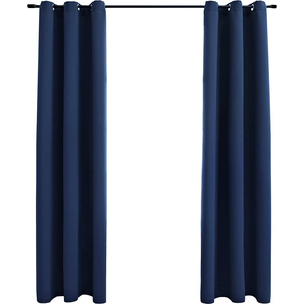 vidaXL Blackout Curtains with Rings 2 pcs Navy Blue 37&quotx63" Fabric