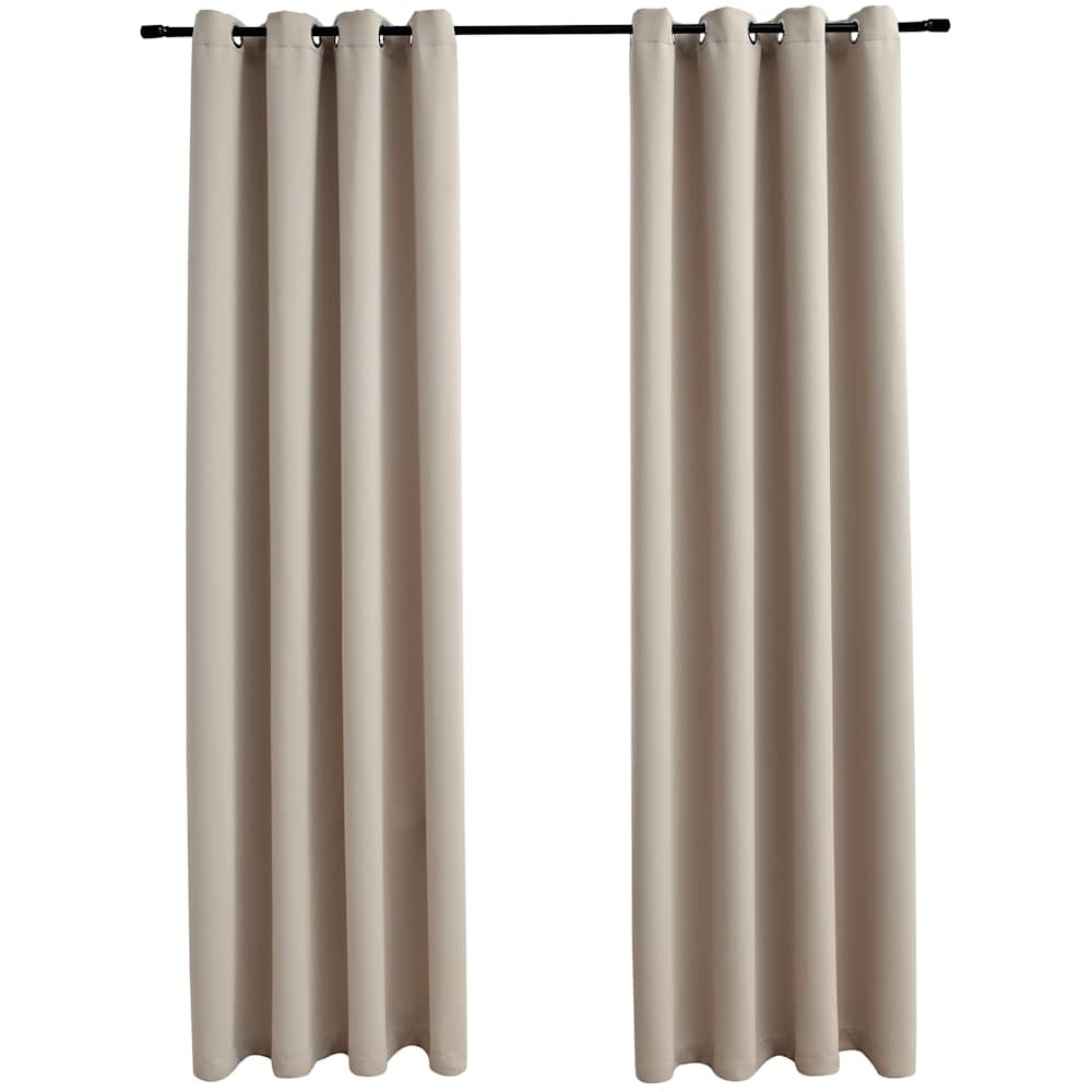 vidaXL Blackout Curtains with Rings 2 pcs Beige 54&quotx95" Fabric