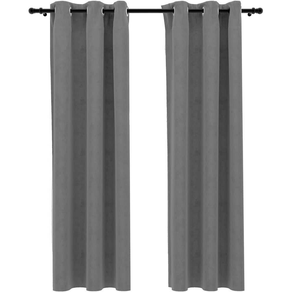 vidaXL Blackout Curtains with Rings 2 pcs Gray 37&quotx63" Velvet