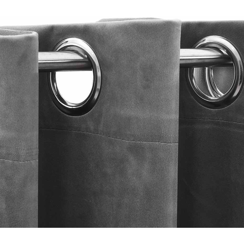 vidaXL Blackout Curtains with Rings 2 pcs Gray 37&quotx63" Velvet