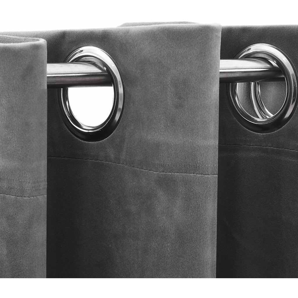 vidaXL Blackout Curtains with Rings 2 pcs Gray 37&quotx84" Velvet