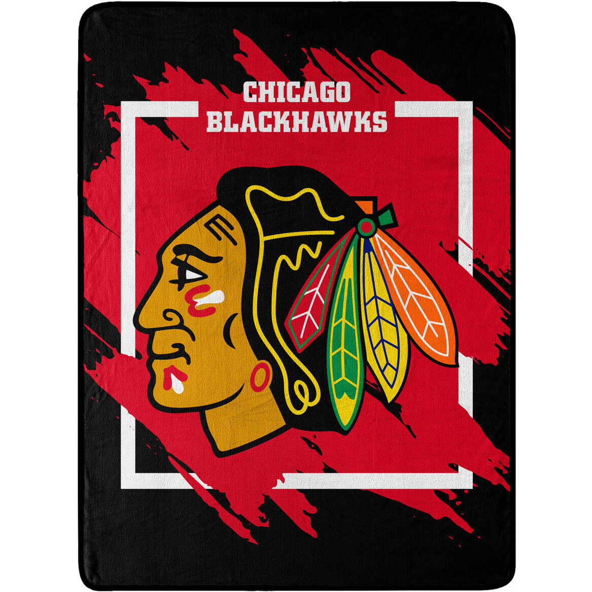 Chicago Blackhawks Blanket 46x60 Micro Raschel Dimensional Design Rolled Special Order