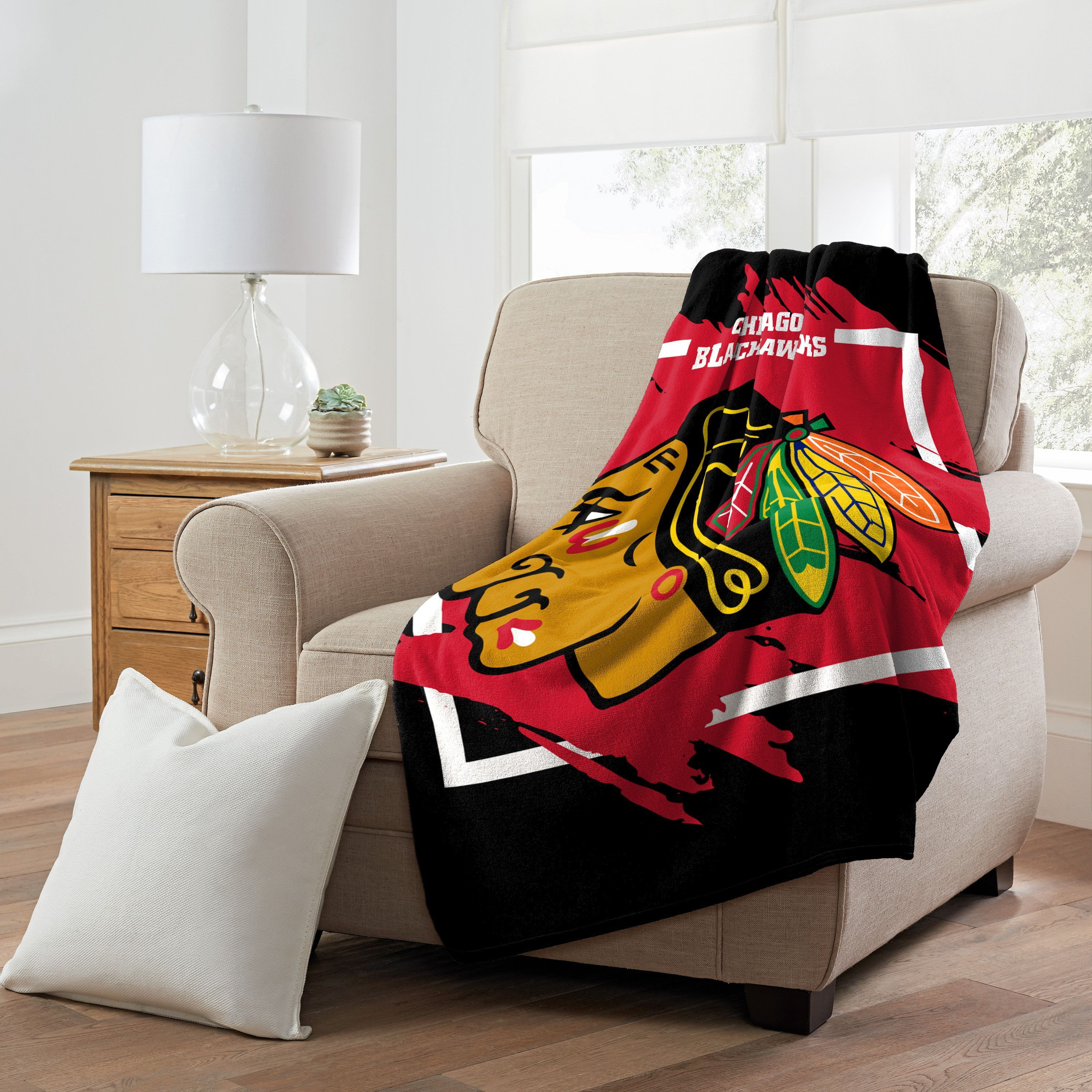 Chicago Blackhawks Blanket 46x60 Micro Raschel Dimensional Design Rolled Special Order