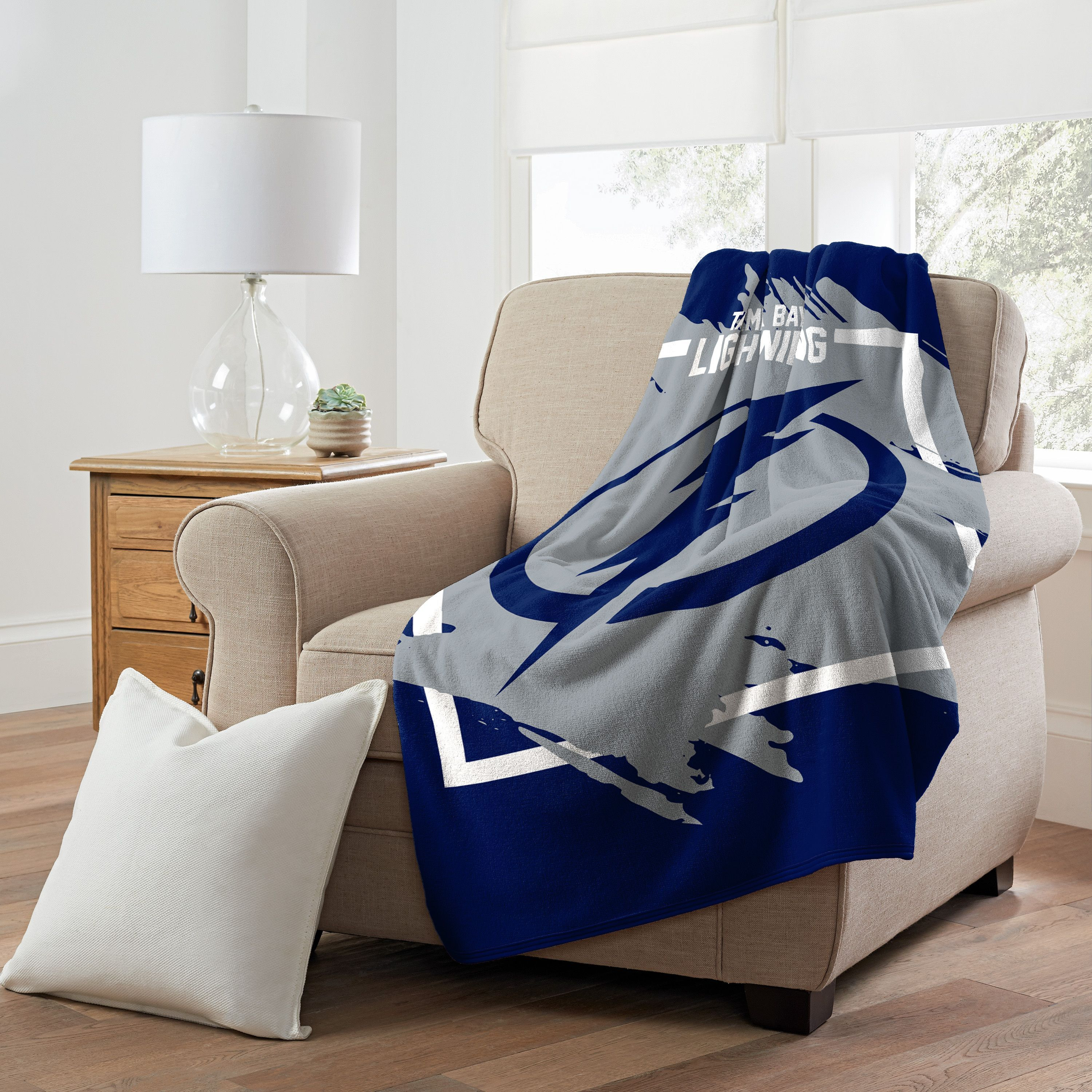 Tampa Bay Lightning Blanket 46x60 Micro Raschel Dimensional Design Rolled
