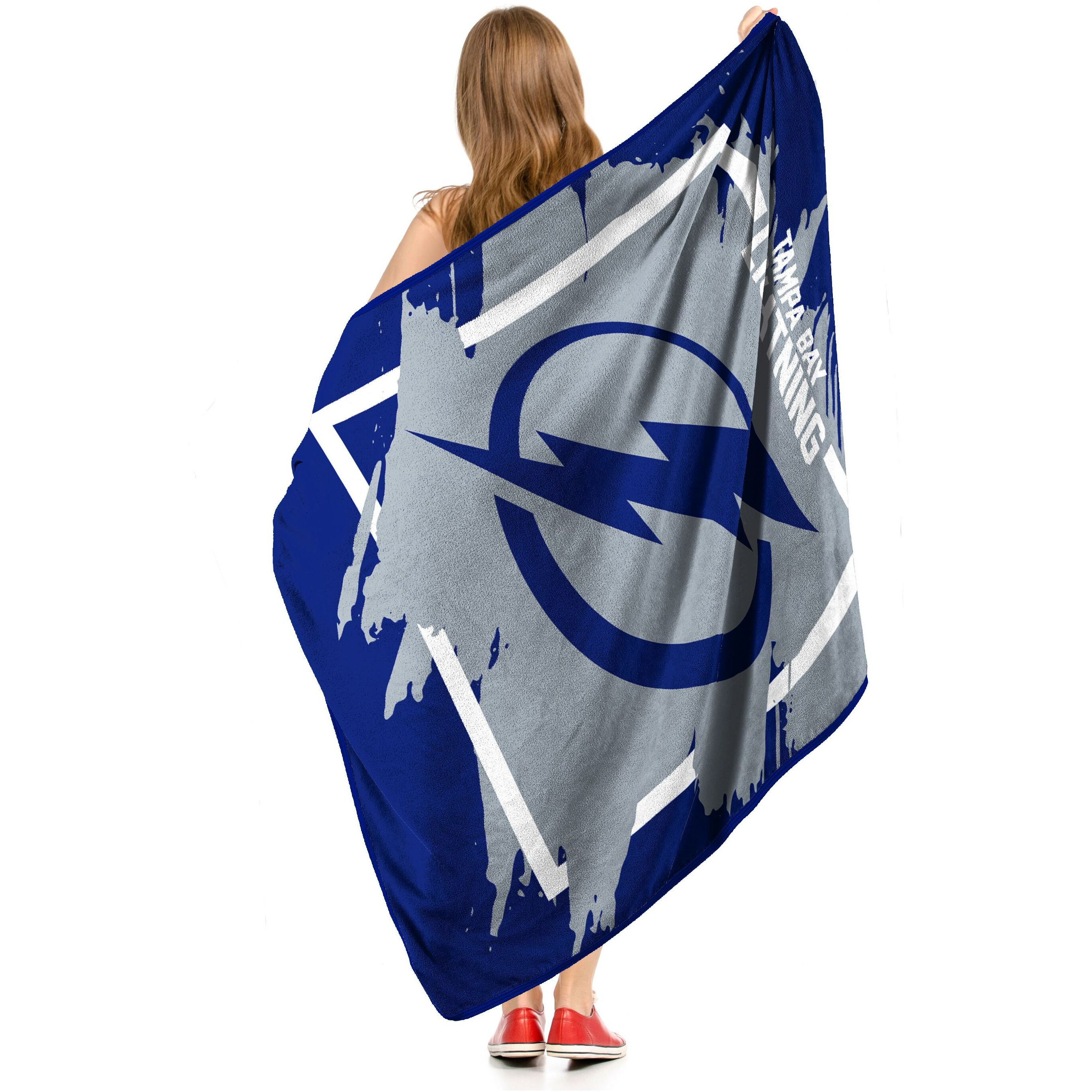 Tampa Bay Lightning Blanket 46x60 Micro Raschel Dimensional Design Rolled