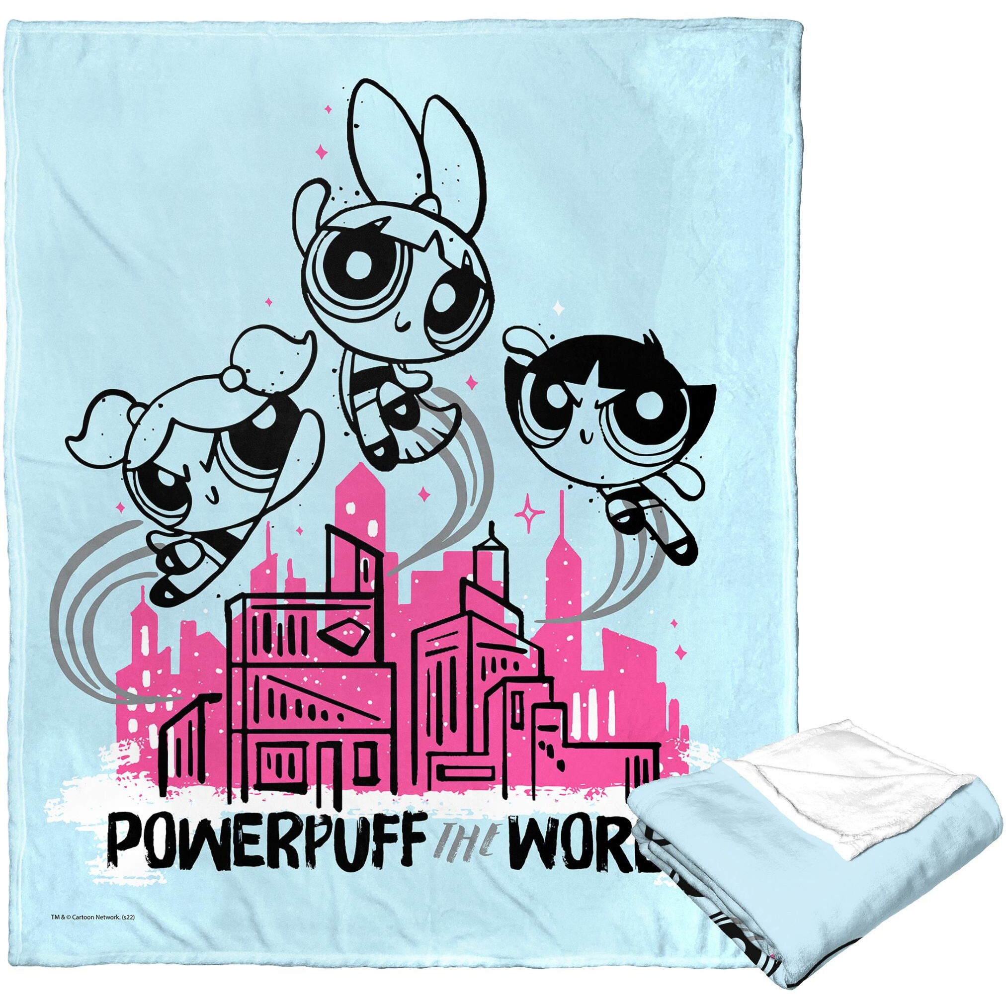 WB  POWERPUFF gIRLS, Saving the World, Silk Touch Throw Blanket, 50x60(D0102H21g9U)