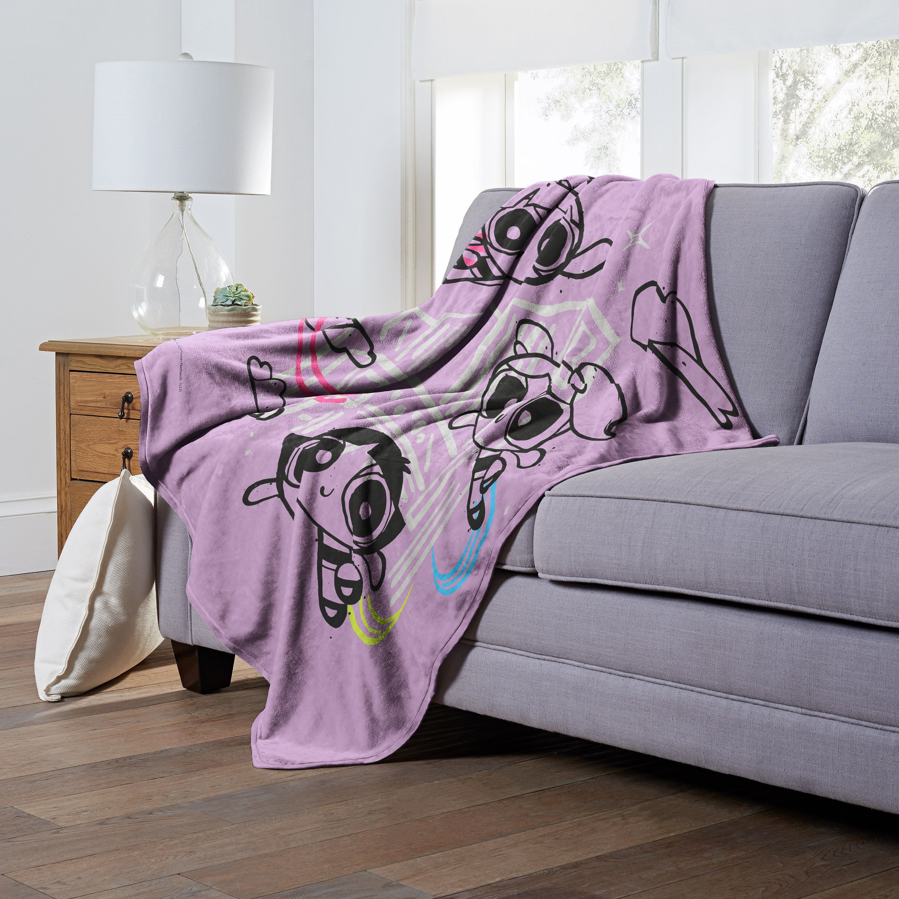 WB  POWERPUFF gIRLS, Flying high, Silk Touch Throw Blanket, 50x60(D0102H21gV7)