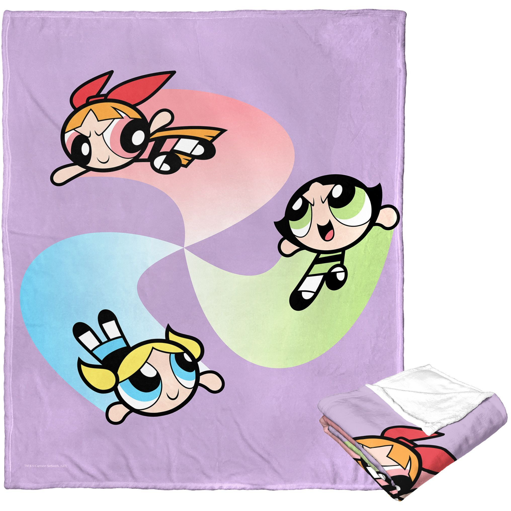 WB  POWERPUFF gIRLS, Super Swirl, Silk Touch Throw Blanket, 50x60(D0102H21g2U)