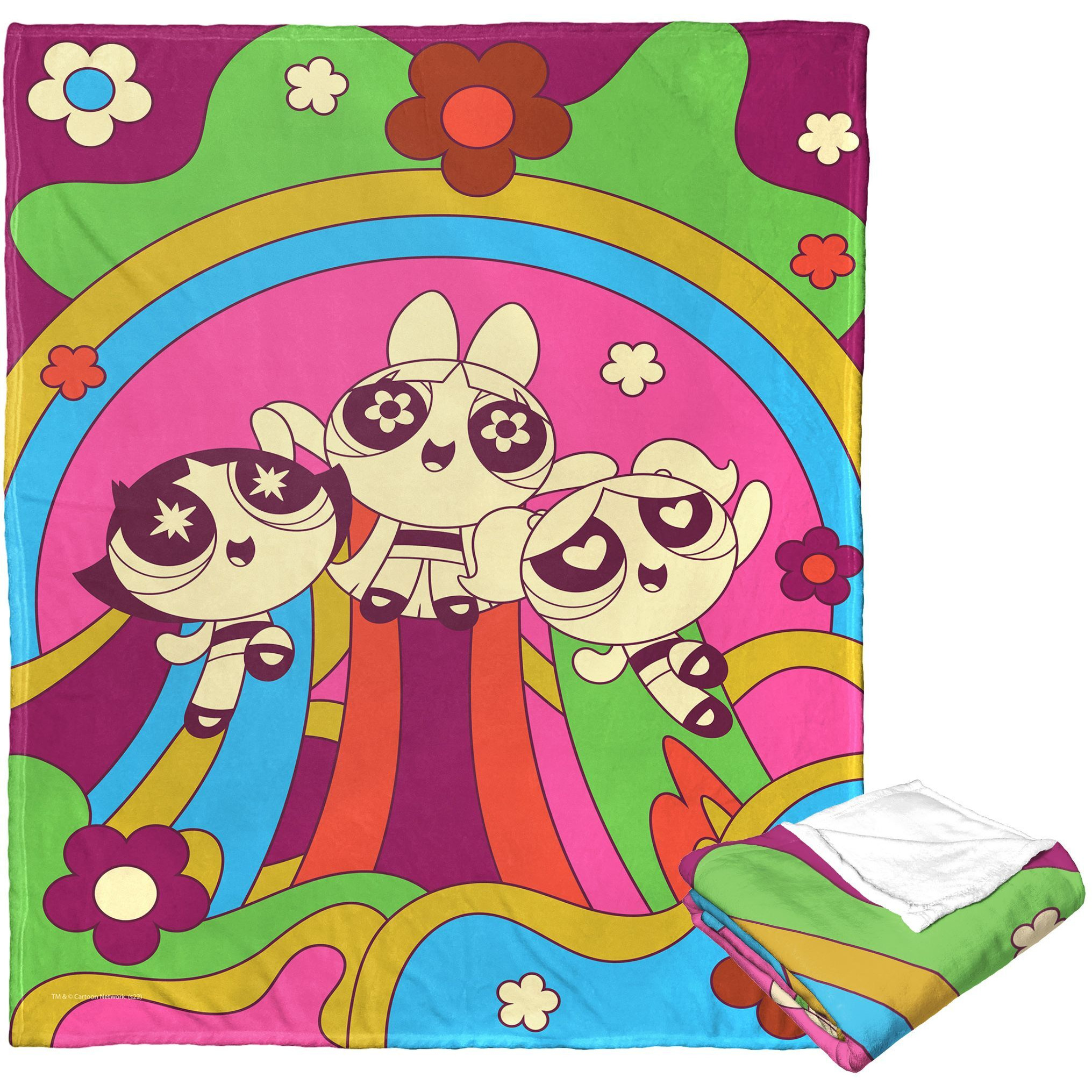 WB  POWERPUFF gIRLS, 70s Style Puffs, Silk Touch Throw Blanket, 50x60(D0102H21g2Y)