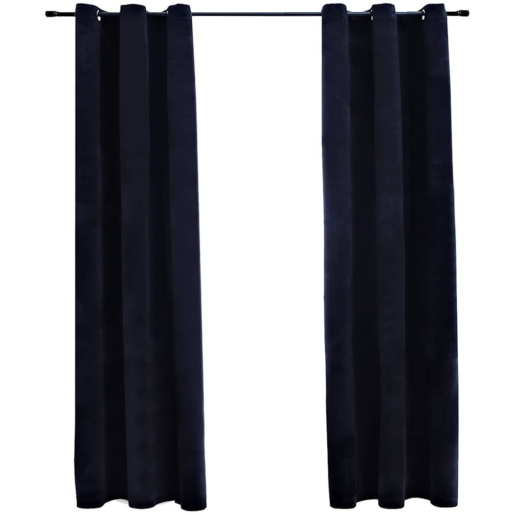 vidaXL Blackout Curtains with Rings 2 pcs Black 37&quotx63" Velvet