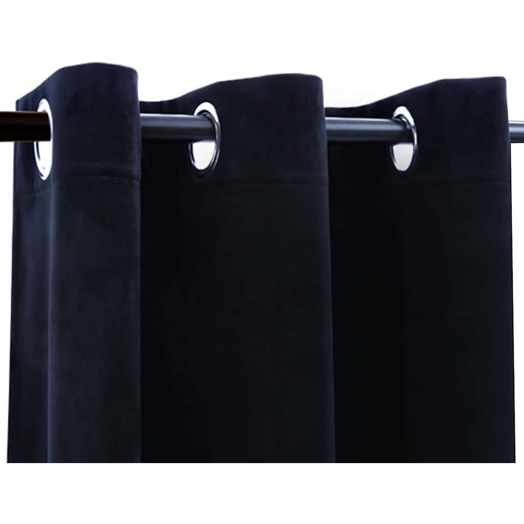 vidaXL Blackout Curtains with Rings 2 pcs Black 37&quotx63" Velvet