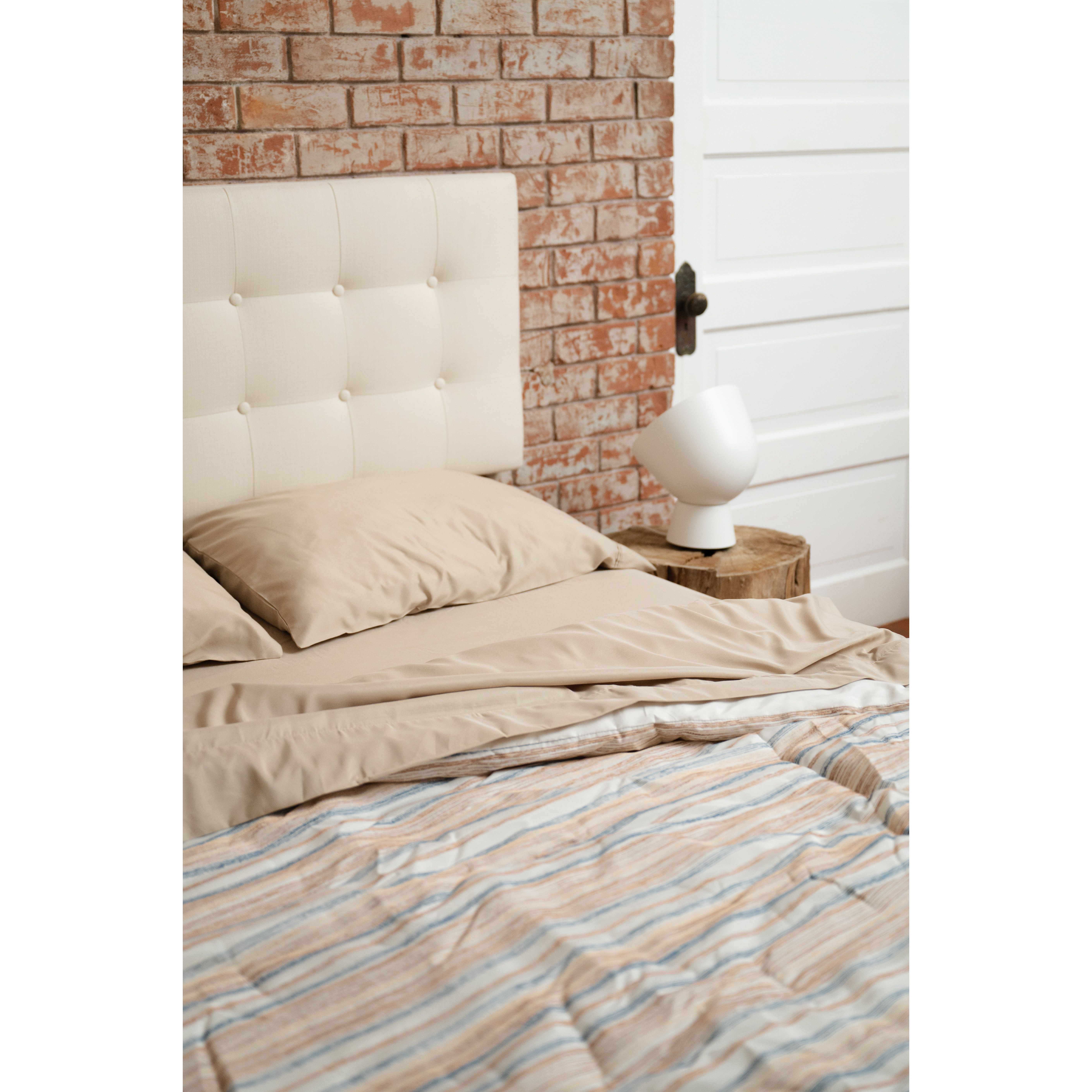 Omne Sleep 4-Piece Khaki Brushed Microfiber Queen Hypoallergenic Sheet Set(D0102H7BAT8)