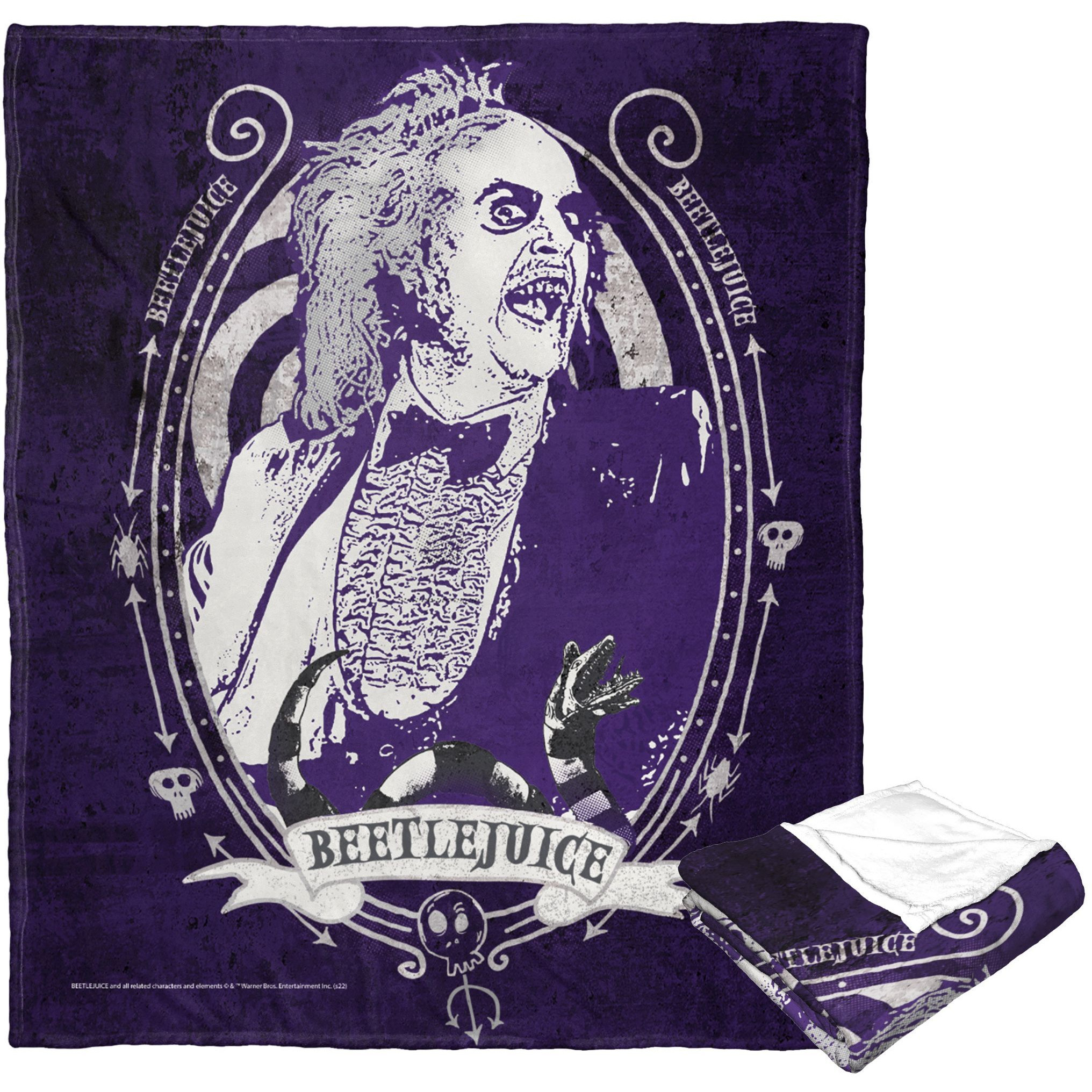 Beetlejuice Silk Touch Throw Blanket, 50 x 60, Purple Beetle(D0102H21QHU)