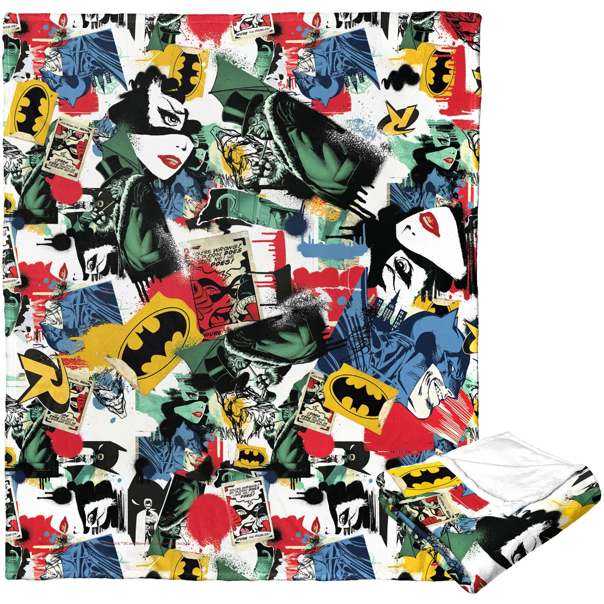 Dc comics Batman Silk Touch Throw Blanket, 50 x 60, Sticker collage(D0102H21gDg)