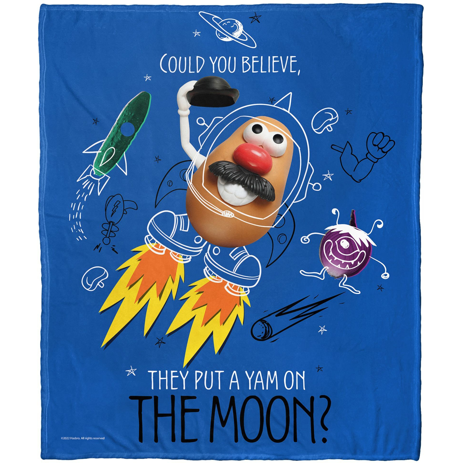 Hasbro Potato Head Silk Touch Throw Blanket, 50 x 60, A Yam on the Moon(D0102H21L1V)