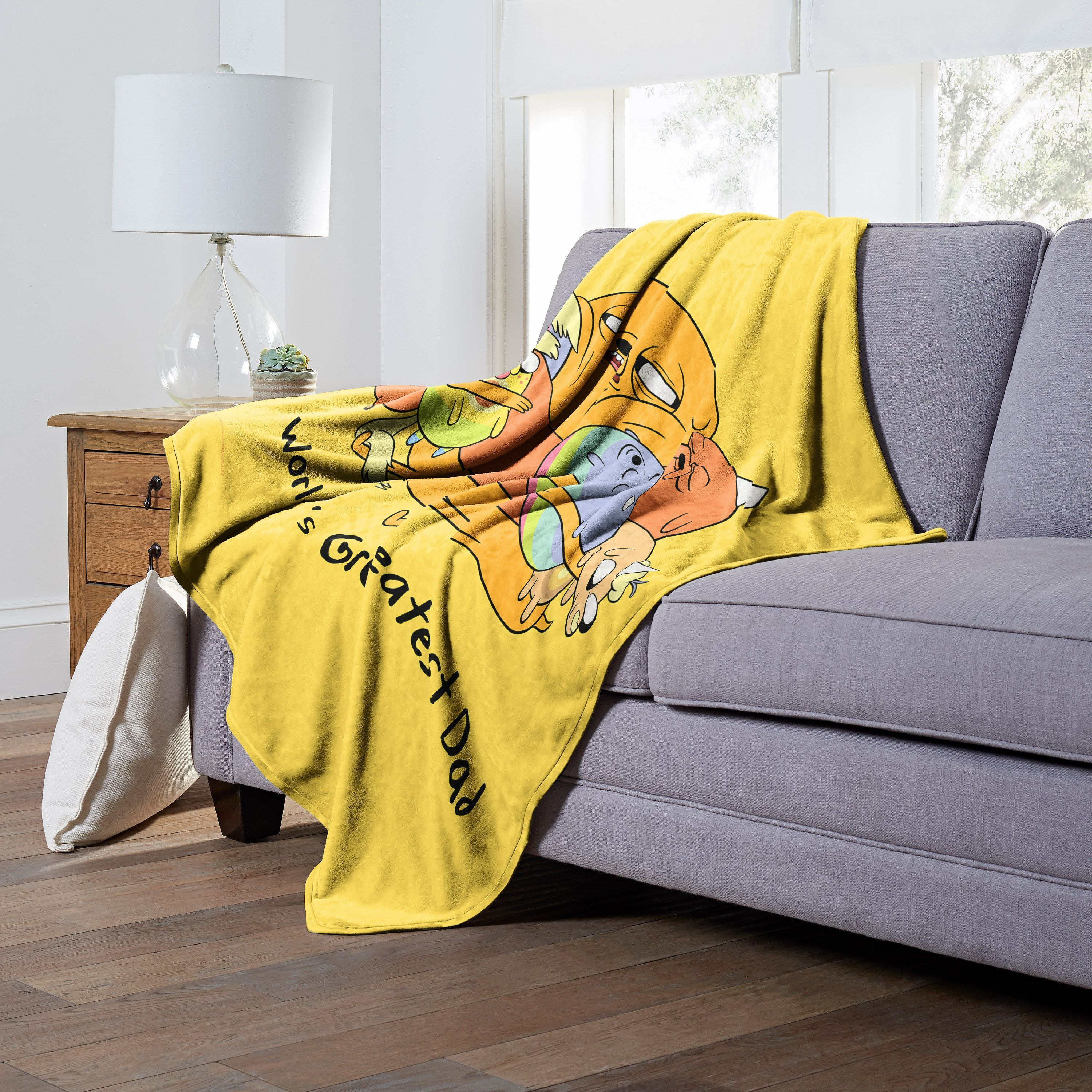 Adventure Time Silk Touch Throw Blanket, 50 x 60, Worlds greatest Dad(D0102H21gFU)